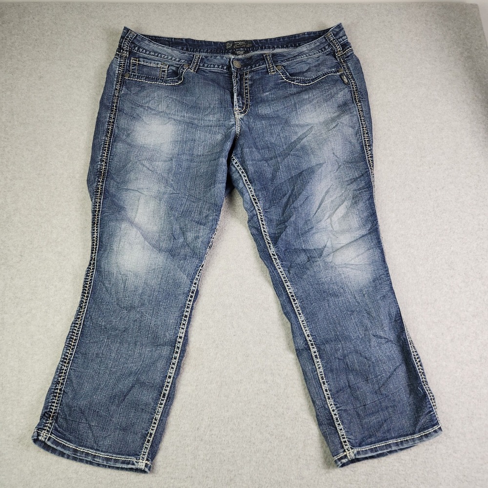 Silver Jeans Co Twisted Capri Jeans Womens 41x27 Blue Denim Stretch Mid Rise